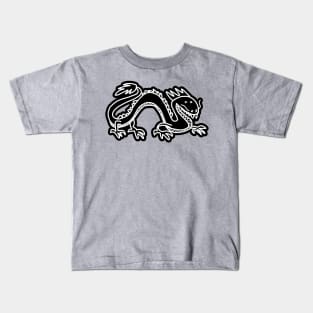 Dragon Line Art Black and White Kids T-Shirt